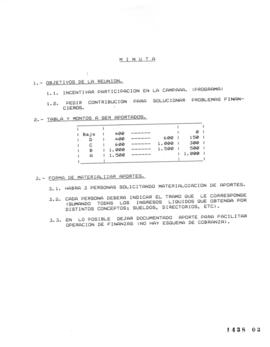 Minuta relativa a Reunión Campaña Presidencial