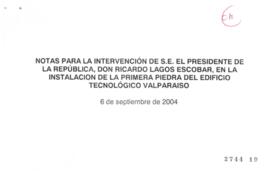 Notas para discurso del Presidente de la República en Instalación de Primera Piedra del Edificio ...