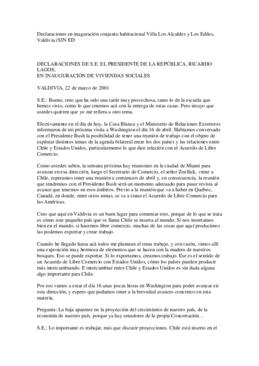 Declaraciones en inauguración conjunto habitacional Villa Los Alcaldes y Los Ediles, Valdivia