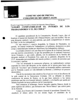 Logró compatibilizar el interés de los trabajadores y el de Chile. Ricardo Lagos luego de asistir...