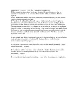 Visita a Carabinero herido