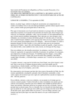 Intervención del Presidente de la República en Firma Acuerdo Protección y Uso Sustentable Altos d...