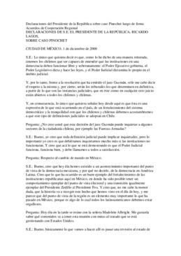 Declaraciones de S.E. el Presidente de la República, Ricardo Lagos, sobre caso Pinochet