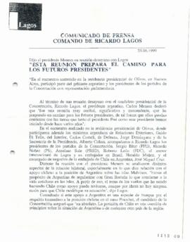 Esta reunión prepara el camino para los futuros presidentes. Dijo el presidente Menem en reunión-...