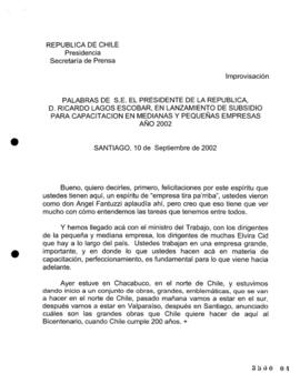 Palabras de S.E. el Presidente de la República, Ricardo Lagos Escobar, en Lanzamiento de Subsidio...