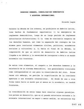 Derechos Humanos Consolidación Democrática y Apertura Internacional