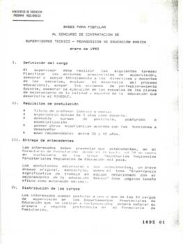 Postulación a Concurso de Contratación de Supervisores Tecnico Pedagógico