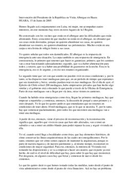 Intervención del Presidente de la República en Visita Albergue en Huara