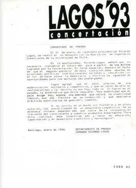 Comunicado de Prensa relativo a Desayuno de Ricardo Lagos con la Asociación de Ingenieros Comerci...