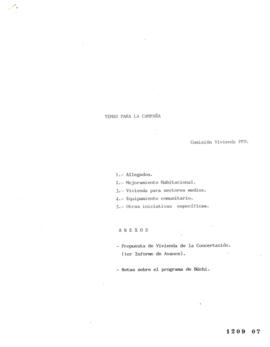 Temas para la campaña. de la Comisión Vivienda