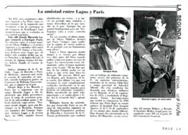 La amistad entre Lagos y Paris. Artículo de prensa