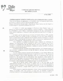 Empresarios tienen confianza en gobierno de Lagos. Comunicado de Prensa