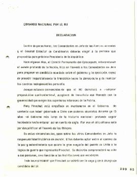 Declaración. Comando Nacional por el No
