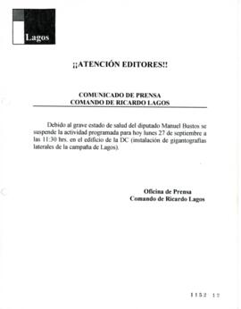 Atención editores. Comunicado de prensa