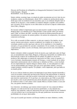 Discurso del Presidente de la República en Inauguración Seminario Comercial Chile-Unión Europea -...