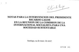 Notas para la intervención del Presidente Ricardo Lagos en la reunión de la Comisión de la Intern...