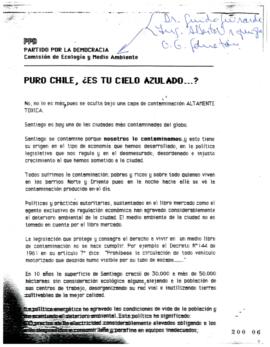 Puro Chile, Es Tu Cielo Azulado?. Informe de la Comisión de Ecología y Medio Ambiente del Partido...