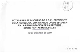 Notas para Discurso del Presidente de la República relativo a Promulgación de Reforma sobre Renta...