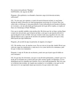 Pre estreno de la película "Machuca"