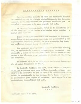 Declaración Pública. Mapu