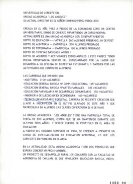 Minuta relativa a Unidad Académica Los Angeles de Universidad de Concepción