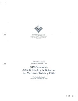 Antecedentes para Delegación Oficial de Chile para la XIX Cumbre de Jefes de Estado y Gobierno de...