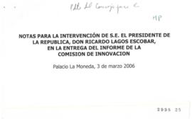 Notas para Intervención del Presidente de la República en Entrega del Informe de la Comisión Inno...