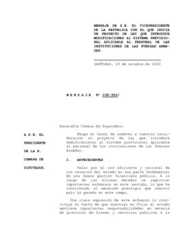 Proyecto de ley que introduce modificaciones al sistema previsional de las instituciones de las f...