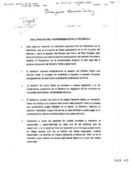 Declaración del Vicepresidente de la República