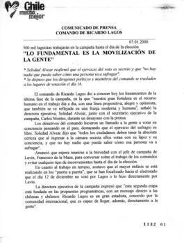 Lo fundamental es la movilización de la gente. 500 mil laguistas trabajarán en la campaña hasta e...