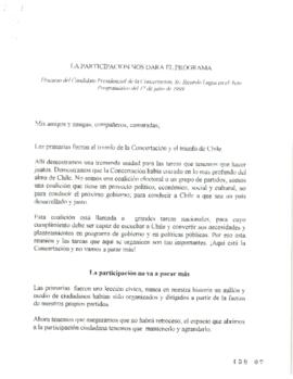 La Participación Nos Dará el Programa. Discurso del Candidato Presidencial