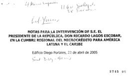 Notas para Discurso en Cumbre Regional del Microcrédito para América Latina y el Caribe