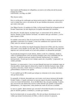 Intervención del Presidente de la República con motivo de la Elección del Secretario General de l...