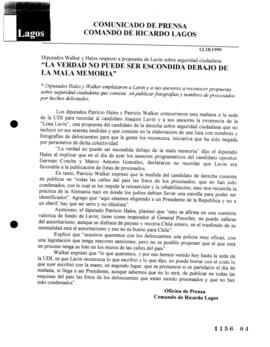 La verdad no puede ser escondida debajo de la mala memoria. Diputados Walker y Hales respecto a p...