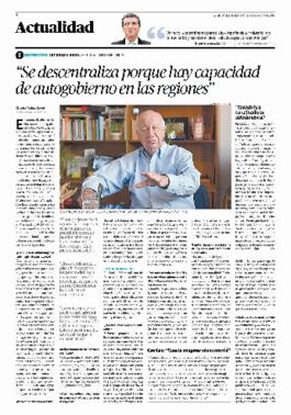 Se descentraliza porque hay capacidad de autogobierno en las regiones. Entrevista