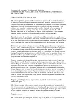 Conferencia de prensa de S.E. el Presidente de la República, Ricardo Lagos