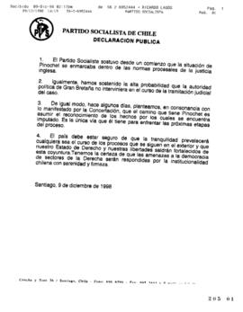 Declaración Pública del Partido Socialista