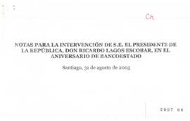 Notas para Intervención del Presidente de la República en Aniversario Bancoestado