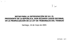 Notas para Discurso en Promulgación de Ley de Tribunales del Trabajo