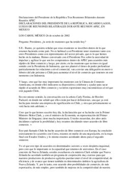 Declaraciones del Presidente de la República, Ricardo Lagos, luego de reuniones bilaterales duran...