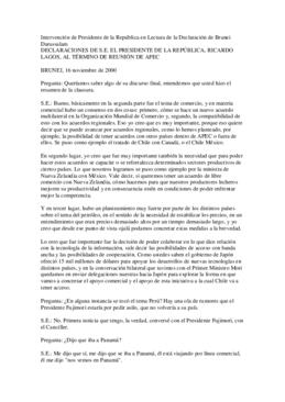 Intervención de Presidente de la República en Lectura de la Declaración de Brunei Darussalam