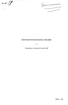 Intervention de Michel Rocard