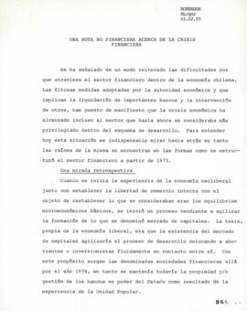 Una Nota No Financiera Acerca de La Crisis Financiera. Documento de trabajo