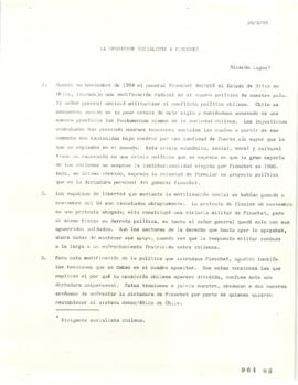 La Oposición Socialista a Pinochet. Documento de trabajo