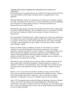 Declaraciones resultados encuesta CEP, luego de recibir niños de Pudahuel