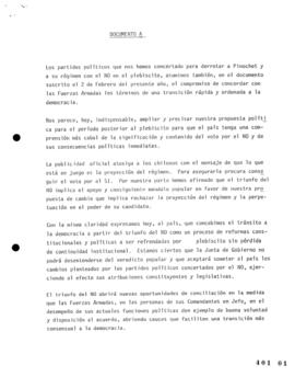 Declaración de Concertación de Partidos por el No relativa a Transición a la Democracia