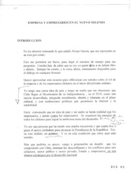 Empresas y Empresarios en el Nuevo Milenio. Discurso de Candidato Presidencial Ricardo Lagos