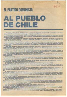 Declaración de Partido Comunista a Pueblo de Chile relativa a Doce Años Dictadura Militar