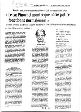 Le cas Pinochet montre que notre justice fonctionne normalement. Entrevista