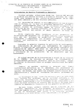 Extractos de la ponencia de Ricardo Lagos en la conferencia: Teconologías, mediambiente y desarro...